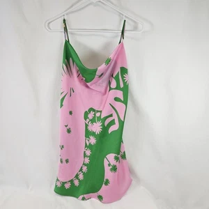 Zara Green & Pink Hippie LOVE Floral Mod Womens Mini Sheath Dress XL - Picture 1 of 6