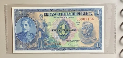 Columbia 1954 Un ($1) Peso Oro - El Banco De La Republica P- 380 г - Изображение 1 из 2