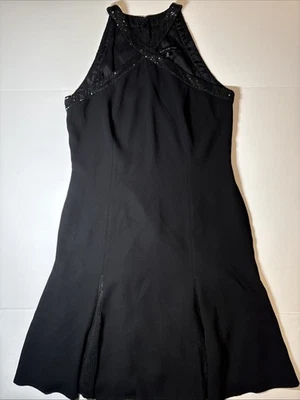 Vestido Carmen Marc Valvo Mujer Adornado Halter Sin Mangas Negro Talla 14 Foto 1 de 4