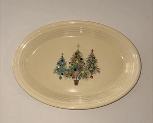 NEW Fiesta Oval Serving Platter Christmas Trees 13.5" Fiesta Lt. Yellow NWT - Picture 1 of 5