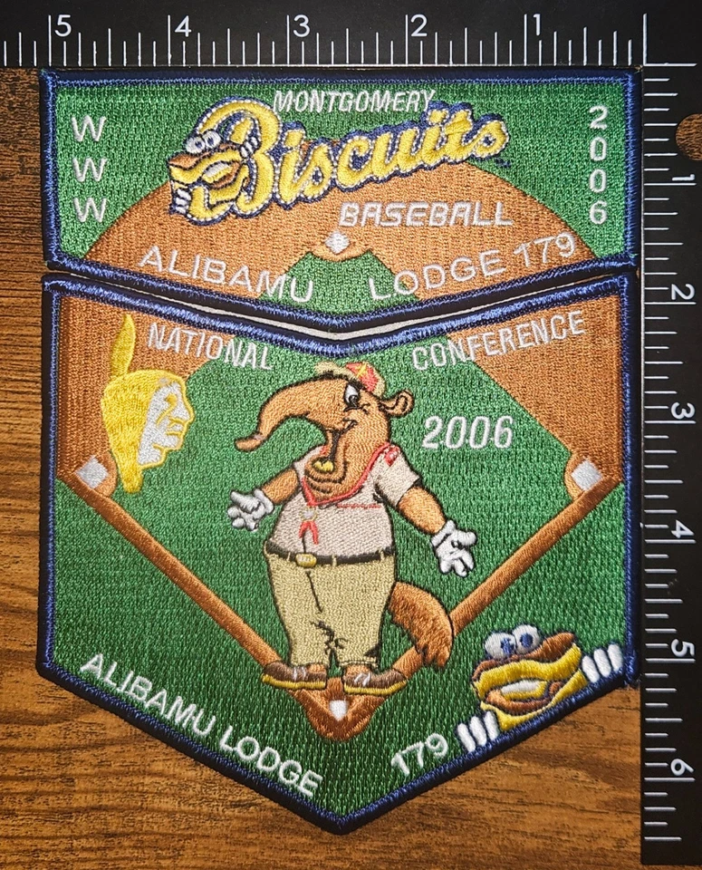 Alibamu Lodge 179 Montgomery Biscuits Baseball 2006 NOAC OA Flap Patch Set - Image 1 of 1