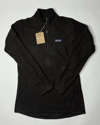Nueva Chaqueta Pullover Para Mujer Patagonia R1 Air 1/2 Cremallera Cuello Negro Polar Mediana Foto 1 de 3