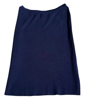 Eileen Fisher Interlock Signature Knit Pencil Skirt Sz MD Silk Cotton Midnight - Image 1 of 4