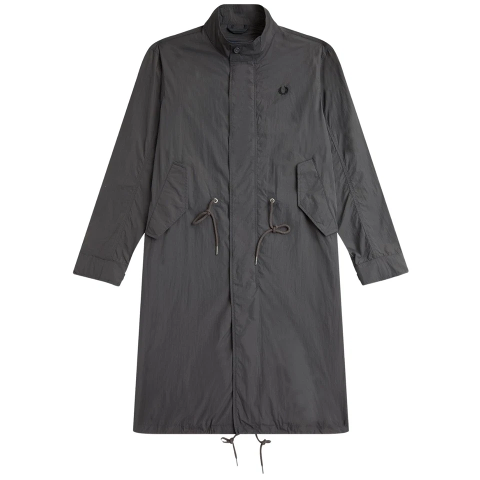 Fred Perry Straight Hem Gunmetal Thin Parka Jacket - Imagen 1 de 1