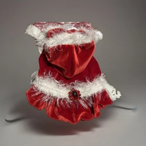 Dog Sweater Hoodie Dress Red Christmas Holiday Velvet Fuzzy Hip Doggie XS - Picture 1 of 4