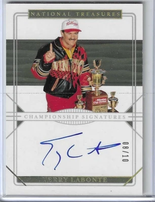 2020 PANINI NATIONAL TREASURES TERRY LABONTE ON CARD AUTO CHAMPIONSHIP 08/10 - Image 1 of 2