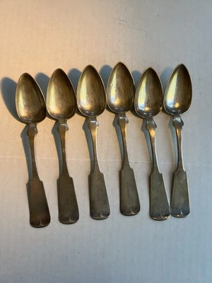 Antique Set Of 6 Coin Silver Teaspoons By E Cook Monogrammed 1838-1864 - Image 1 of 4