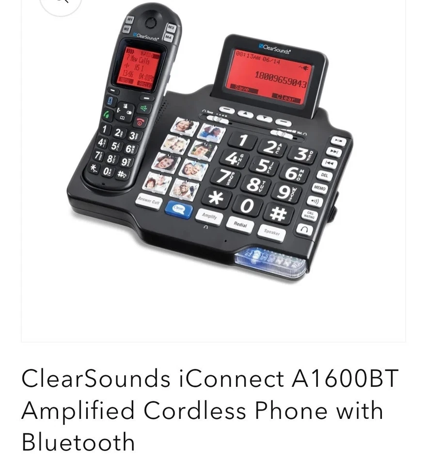 ClearSounds iConnect A1600BT Teléfono Inalámbrico Amplificado Bluetooth Discapacitados Auditivos Foto 1 de 3
