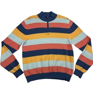 Cutter & Buck Striped Quarter-Zip Mens Multicolor Cotton Blend beach sweater Med - Picture 1 of 14