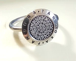 Pandora 190912CZ ALE 925 Sterling Silver Pave CZ Signature Logo Ring Size 6.5 - Picture 1 of 5