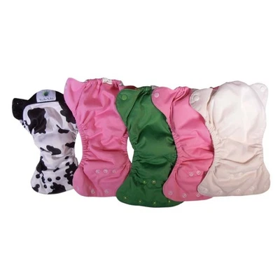 Lote de 5 pañales todo en uno de algodón polar recién nacido Kissaluvs bolsillos para cohete Foto 1 de 4