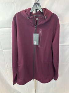 VRST Mens Pinnacle Fleece Full Zip Hoodie Large Dark Cranberry Moisture-Wicking - Picture 1 of 7