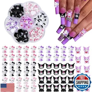 CLTJMM 70 PCS Nail Charms,Kawaii Nail Charms Kitty 3D Slime Charms Nail Art C - Picture 1 of 5
