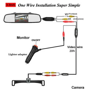 4.3" Mirror Monitor Plug and Play Rear View Backup Reverse Parking System Camera - Picture 1 of 12