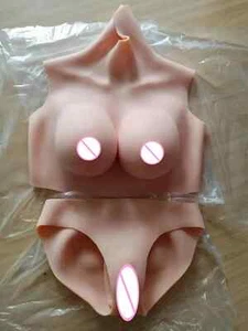 D CUP Seide Baumwolle Füller gefälschte künstliche Brüste Brustformen und Vagina Höschen - Bild 1 von 24