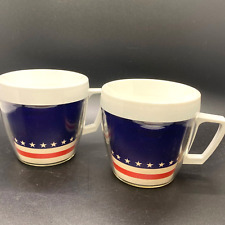 Vintage Thermo-Serv by Westbend Red White and Blue Patriotic Plastic Coffee Cups