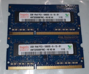 2x Hynix 2GB 1Rx8 PC3-10600S-9-10-B1 RAM HMT325S6BFR8C-H9 TESTED - Picture 1 of 2