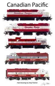 Póster Canadian Pacific Maroon Locomotives 11""x17"" firmado por Andy Fletcher - Imagen 1 de 1
