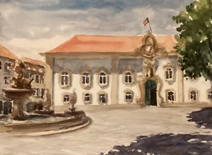 Municipio di Braga, Portogallo 2023 - Dipinto acquerello originale - Foto 1 di 1