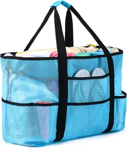 Bolso de Playa, Bolsas de Playa Extra Grandes para Mujer Impermeable a Prueba de Arena, Malla Playa Tot - Imagen 1 de 12