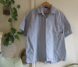 Kavu Blue Green Patterned Button Down Cotton Short Sleeve Travel Hiking EUC, M - Picture 1 of 7