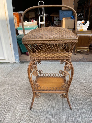 Victorian Heywood Wakefield Wicker Sewing Basket Cover
