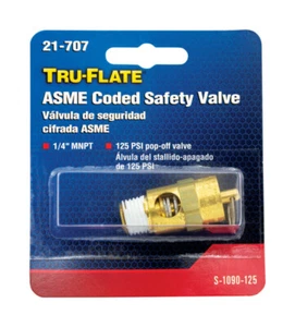 Tru-Flate 21707 125 PSI Brass Safety Valve 1/4 MNPT in. - Picture 1 of 2