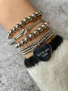 4pcs Love You More Heart Detail Beaded Bracelet Women Bracelet Stackable - Picture 1 of 5