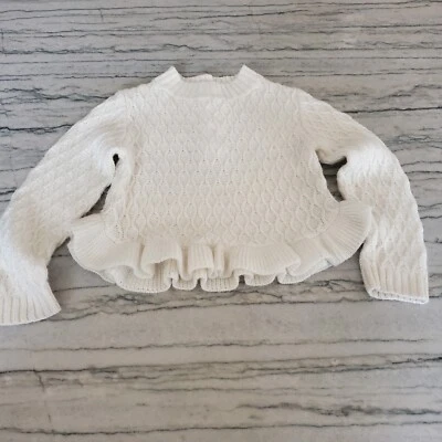 Свитер для девочек Janie and Jack с оборками подол пеплум цвет слоновой кости белый размер 6 - Изображение 1 из 4