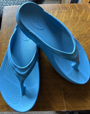 5 女式 ~ OOOFOS ~ Ooahh 恢复鞋 ~ 蓝色 ~ 轻质凉鞋 ~ 滑鞋 ~ 滑鞋 ~ EUC — 第 1/4 张图片
