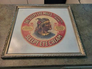 Vintage Cardboard Advertising THE SLEEPY EYE MILLS Cream Minnesota 16" Framed - Picture 1 of 16