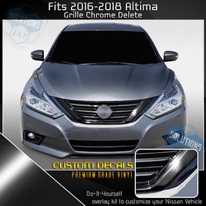 For 2016-2018 Altima Grille Trim Chrome Delete Blackout Overlay Kit Gloss Black - Picture 1 of 4