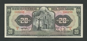 ECUADOR 20 sucres 1957 P102 Uncirculated World Paper Money - Picture 1 of 4