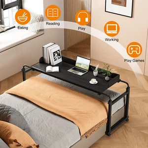 Mobile Rolling Laptop Desk Overbed Table Stand Hospital Bed Adjustable Height - Picture 1 of 9