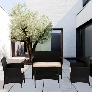 Patio Furniture Set 4 Pieces Outdoor Rattan Chair Wicker Sofa Garden Pool/Backya - Picture 1 of 12