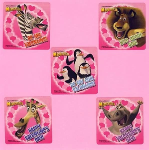 10 Madagaskar Valentinstag - große Aufkleber - Partygefälligkeiten - Belohnungen - Bild 1 von 1
