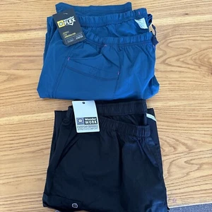 WonderWork Women’s Flex 501 Pull On Cargo Scrub Pants Black Teal 4X NWT 5108 - Picture 1 of 15