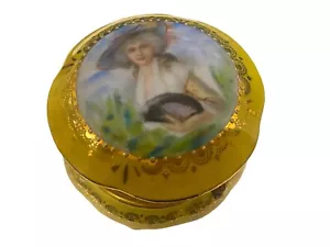 Vintage Irice Hinged Madame Lady Trinket Pill Box 2.75 diam. Made in Germany - Picture 1 of 5