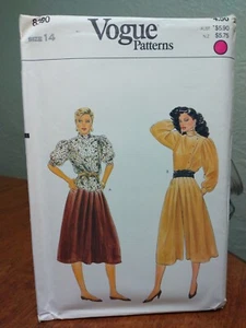 Vogue Patterns 8390 Misses Blouse Skirt & Culottes Sz 14 NOS UNCUT - Picture 1 of 12