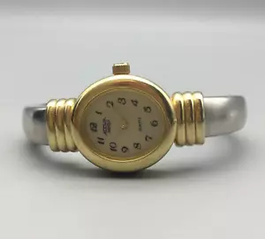 Acqua Timex Indiglo Watch Women 22mm Gold Tone Dial Open Cuff New Battery - Picture 1 of 15