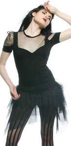 Lip Service Black n Blue Ballerina Gothic Lolita Puffy Sleeve Princess Top XS - Picture 1 of 9