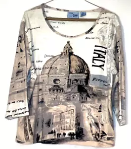 Jane Ashley Damengröße 2X 100 % Baumwolle Pullover goldene Perlendetails Italien-Motiv GC - Bild 1 von 9