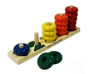 Fun Factory Wooden Toys Numbers Stacking Rings Educational - Picture 1 of 1