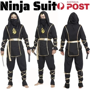 Mens Stealth Ninja Costume Warrior Halloween Samurai Master Martial Cosplay Suit - Picture 1 of 8