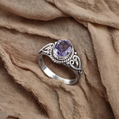 925 Sterling Silver Amethyst Gemstone Beautiful Handmade Woman Gift Ring - Image 1 of 2