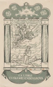 Exlibris Art Deco original vintage de artista desconocido / Europa - Imagen 1 de 1