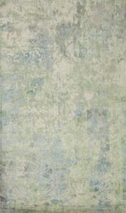 Elegant Hand-Knotted Silk Rug 4x6 Ft Green & Blue Abstract Design Modern Carpet - Picture 1 of 12