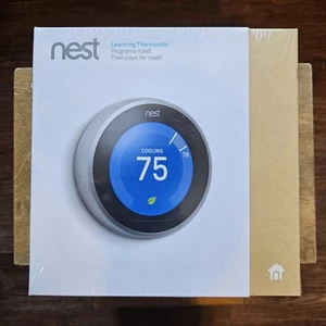 Google Nest 3rd Gen Smart Learning Thermostat Sealed - Stainless Steel (T3007ES) - Picture 1 of 7
