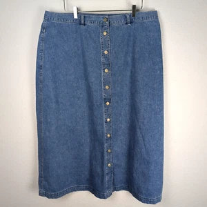 Lauren Jeans Co. Denim Skirt 20W Light Wash A-Line Midi Length Full Front Button - Picture 1 of 6