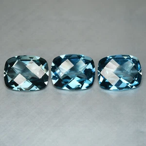 Piedras preciosas naturales calibradas topacio azul Londres 3 piezas 10 X 8 mm Brasil - Imagen 1 de 3